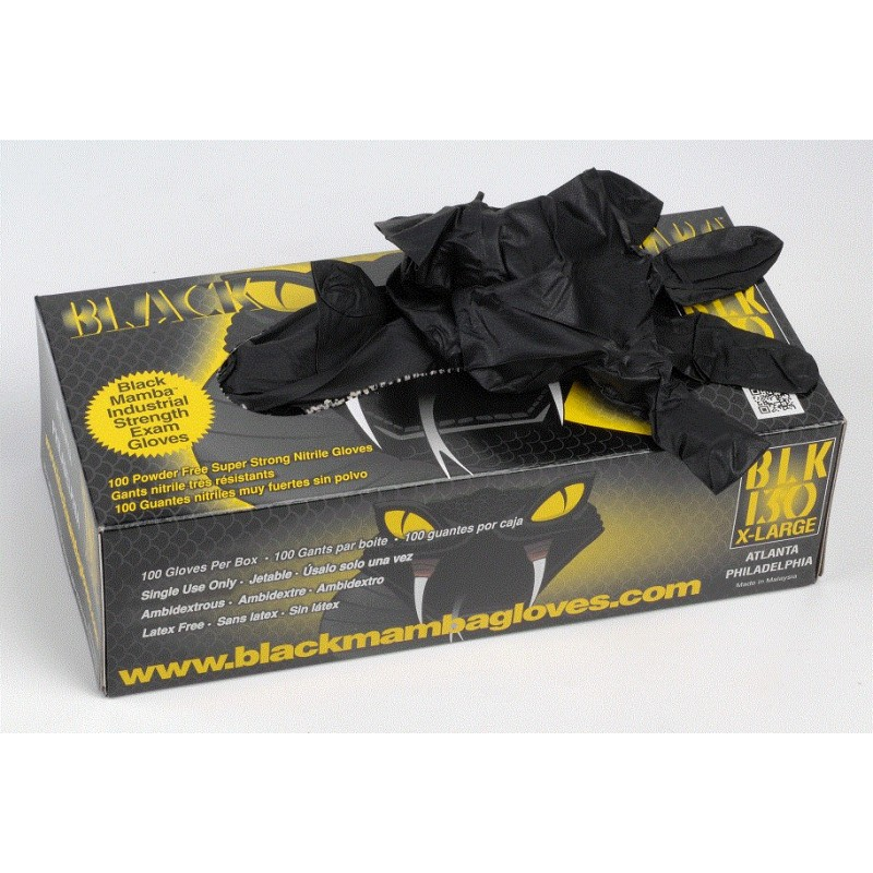 Box Von 100 Spitzer XL Handschuhe Nitril Schwarz BlackMamba