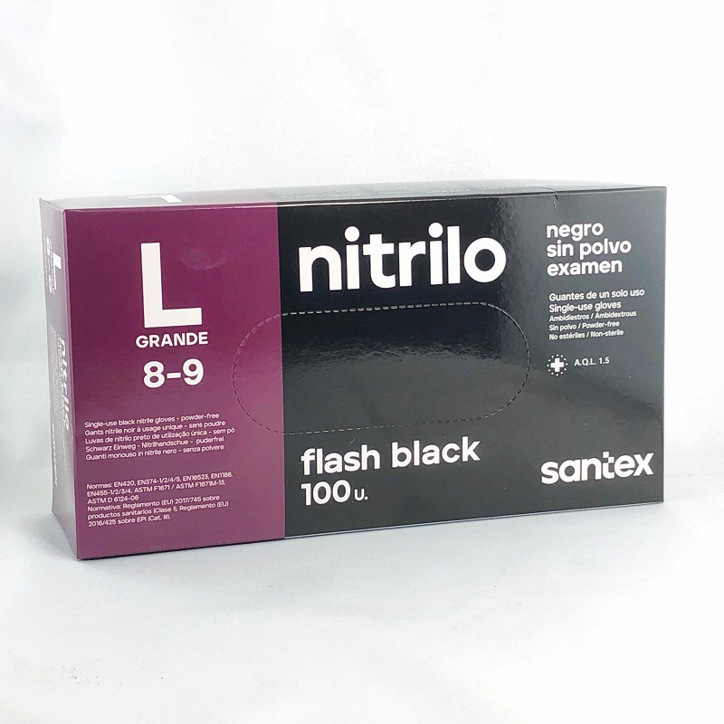Gants jetables Chemsplash Nitrile sans poudre - Style No. 4098 - Noir