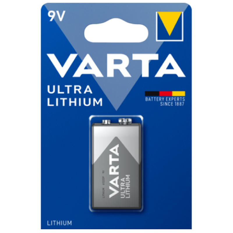 Varta 9V 6LR61 Lithium Battery - Blister of 1