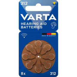 Pile auditive Varta 312 Zinc-Air 1,45 V – Blister de 8