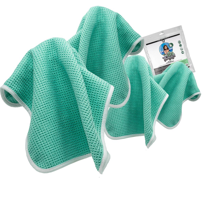 Nuke Guys See Through - Lot de 4 Microfibres Waffle Vitres- 450 GSM, 35x35cm